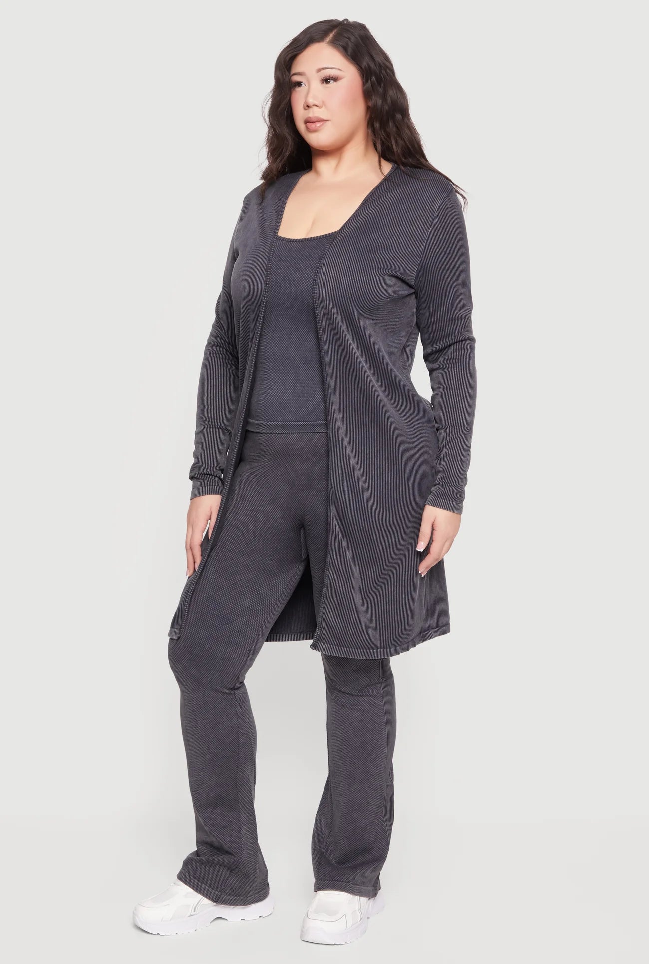 Plus Size Acid Wash Textured Knit Set