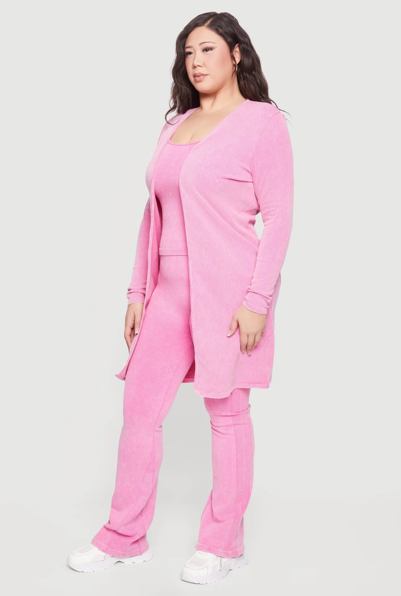 Plus Size Acid Wash Textured Knit Set
