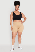 Plus Size Seamless Biker Shorts - Natural