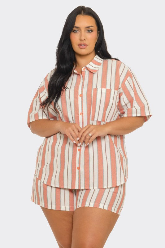 Plus Size Button Down Set
